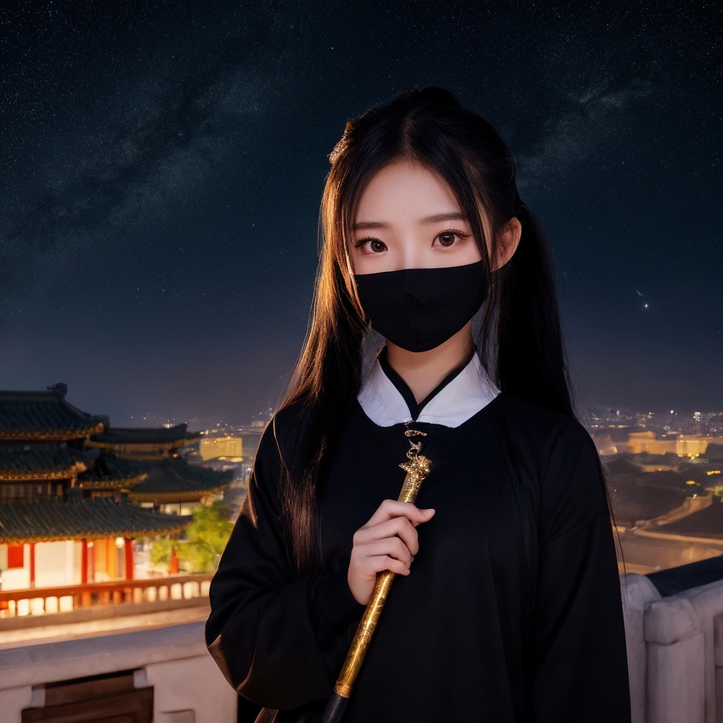 在苍茫的江湖中,有一位持剑的蒙面女侠,她的身影如同