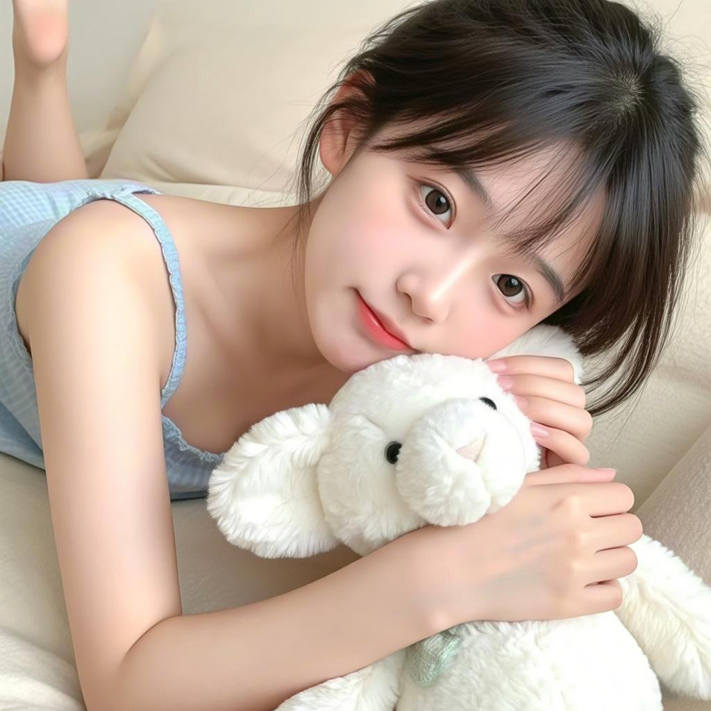 "蓝裙与小熊,编织清新梦" 午后阳光洒落, 小仙女蓝裙轻扬