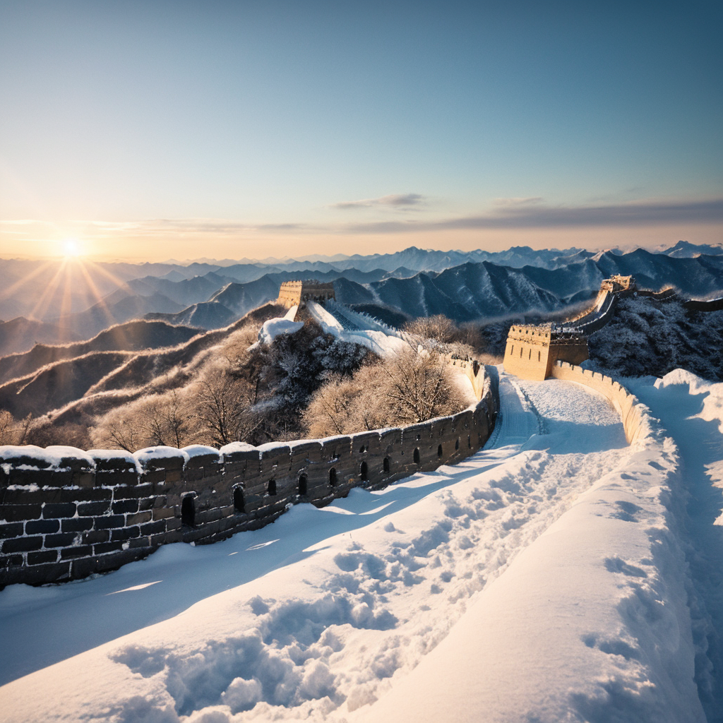 冬天的长城在雪中