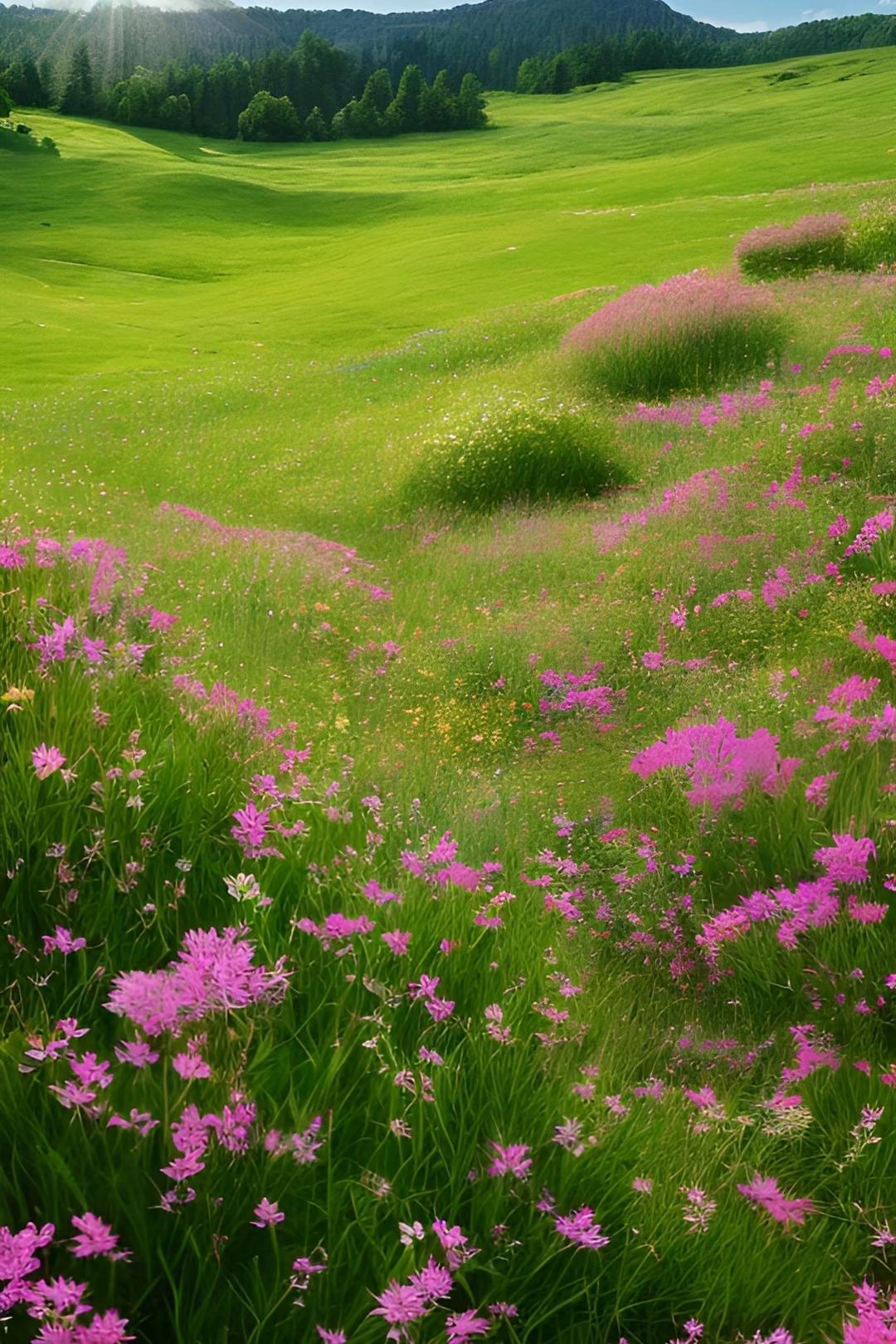 每一朵小花都在微风中轻轻摇曳,仿佛在诉说着夏日的浪漫.