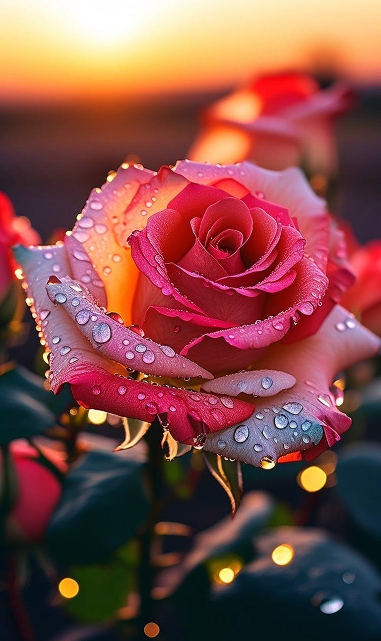 瞧这朵玫瑰花,粉橙渐变的花瓣如同少女的脸庞,羞涩又温柔.