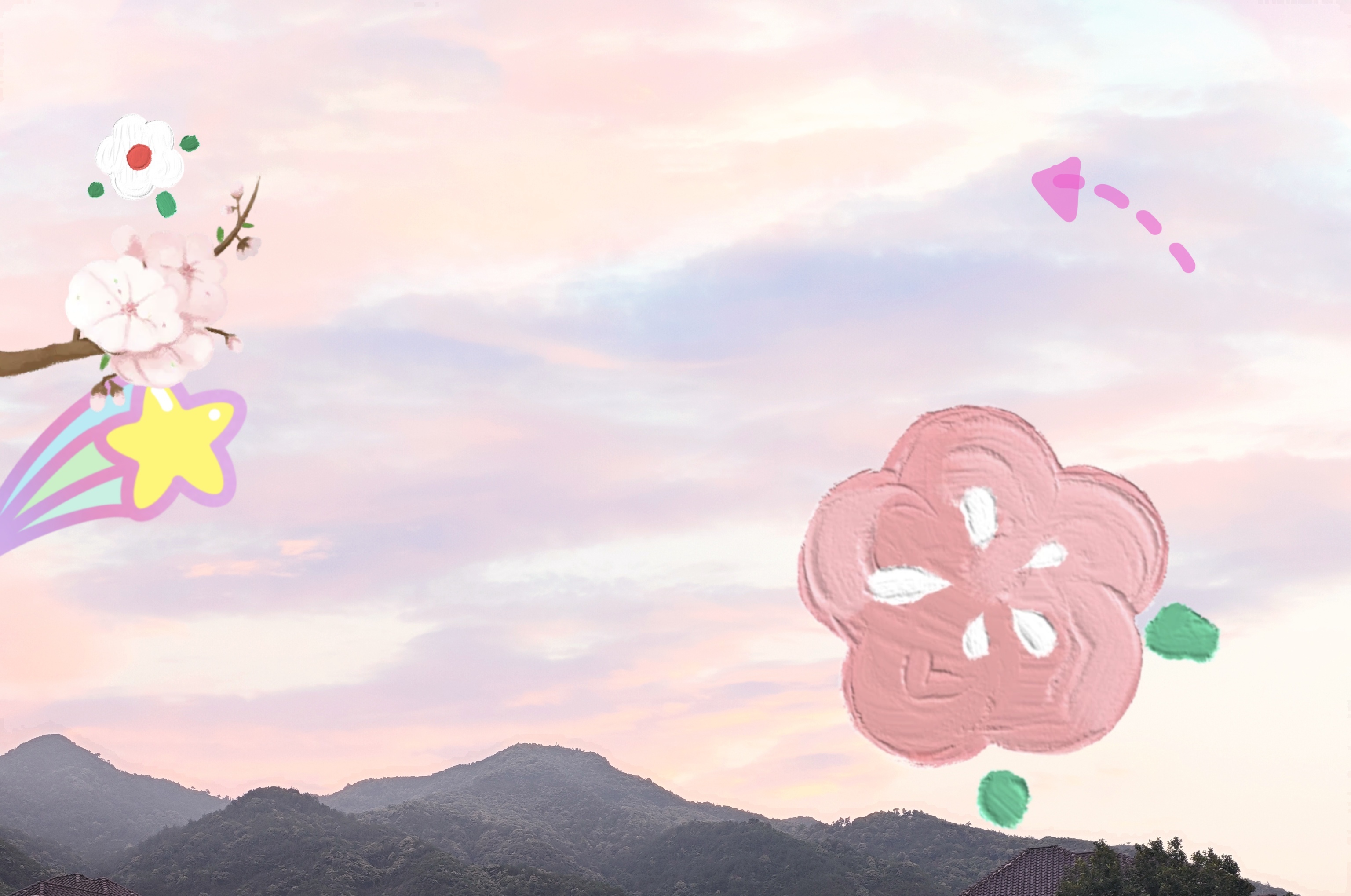 春日樱花山景,繁花似锦,美不胜收.