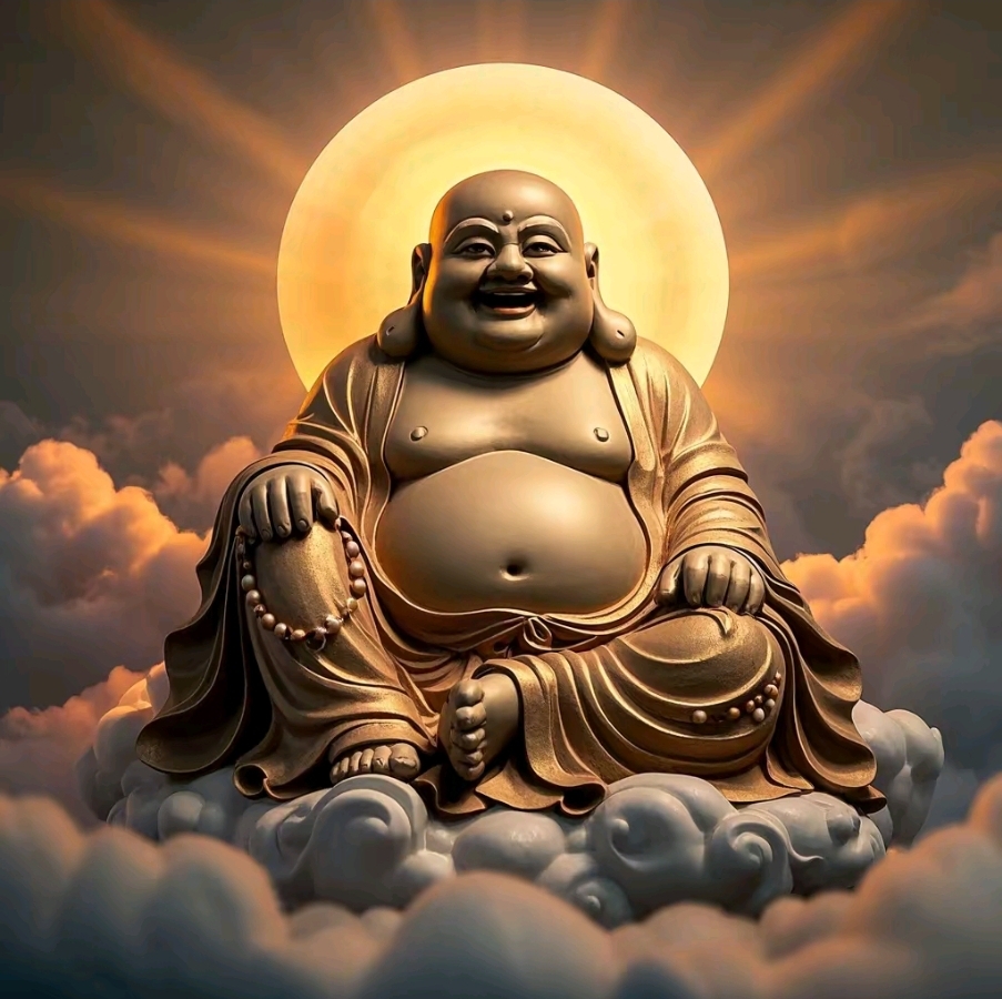 正能量头像:弥勒菩萨金身像,大肚能容天下事,一笑而过泯恩仇,曾龙升笑