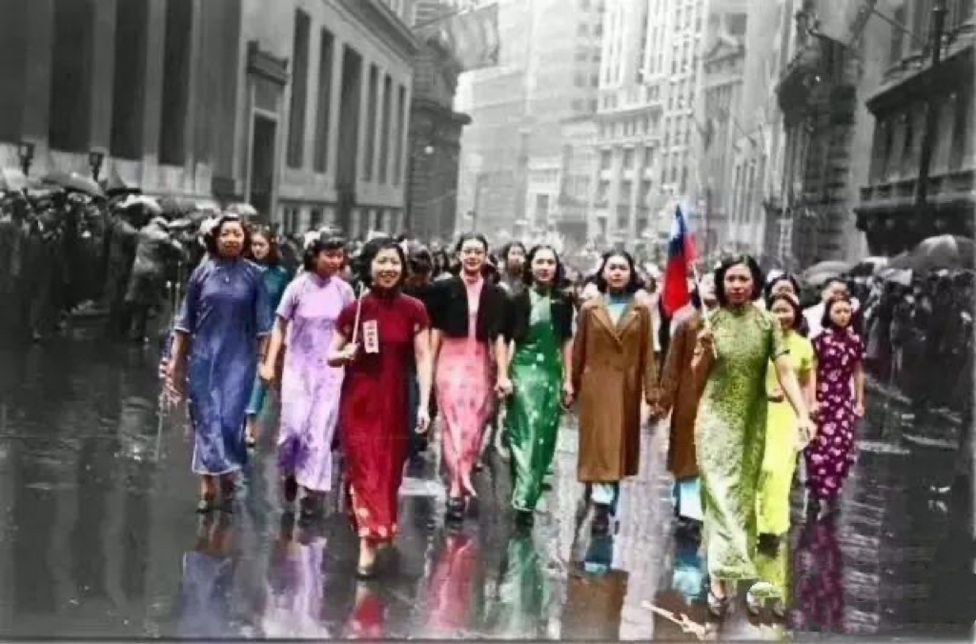 历史老照片# 1938年,美国纽约,在美华侨为祖国的抗日战争走上街头