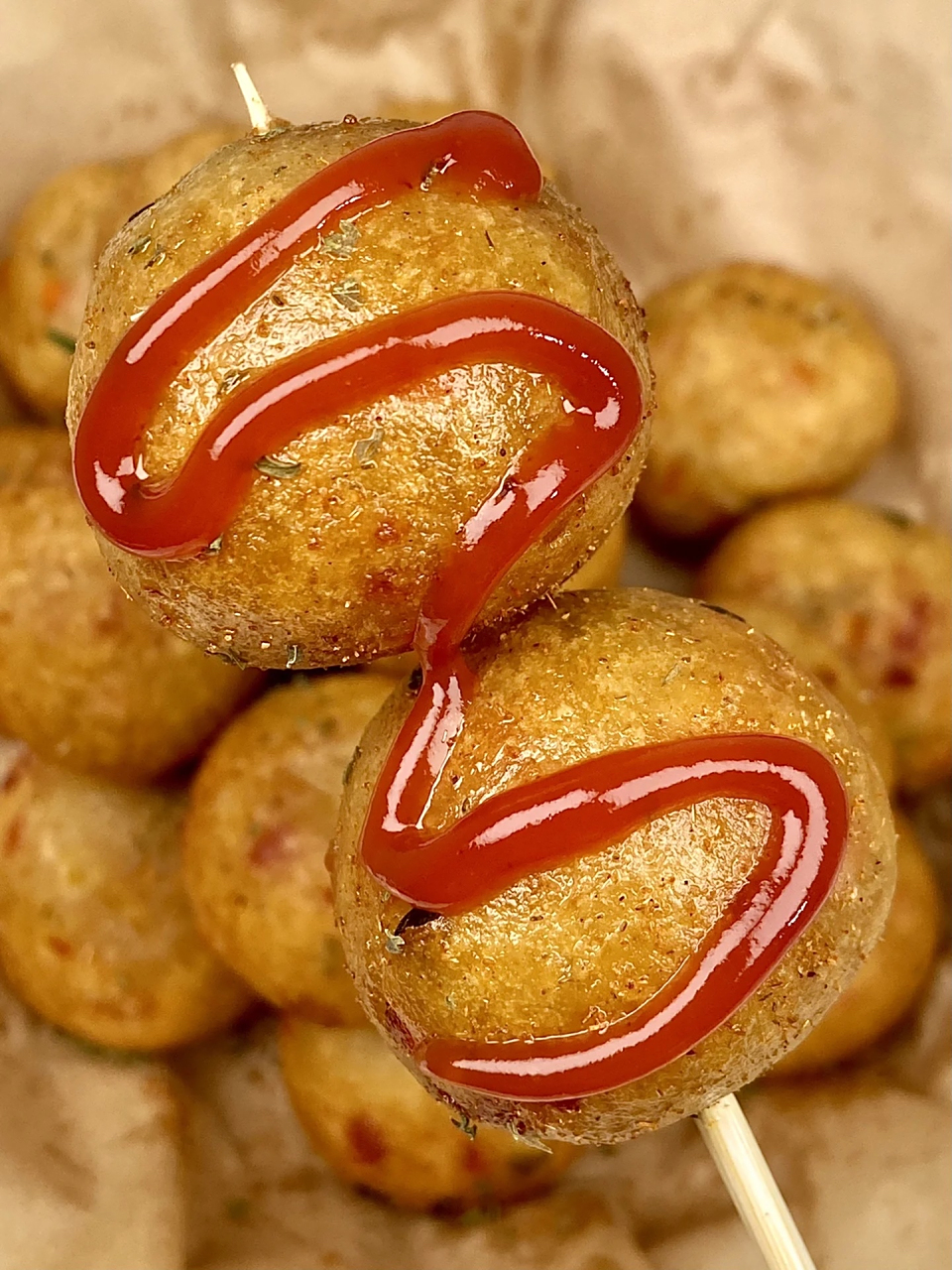 这个土豆球又脆又香,番茄酱是真的绝绝子