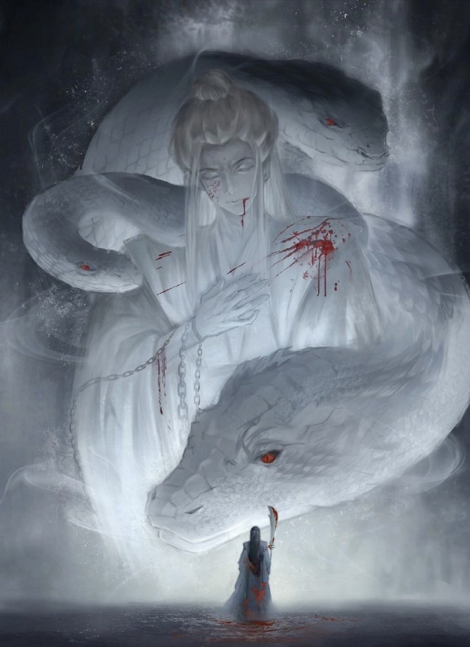 网友给相柳画的画,九头蛇,栩栩如生～画得太好了吧! 676767