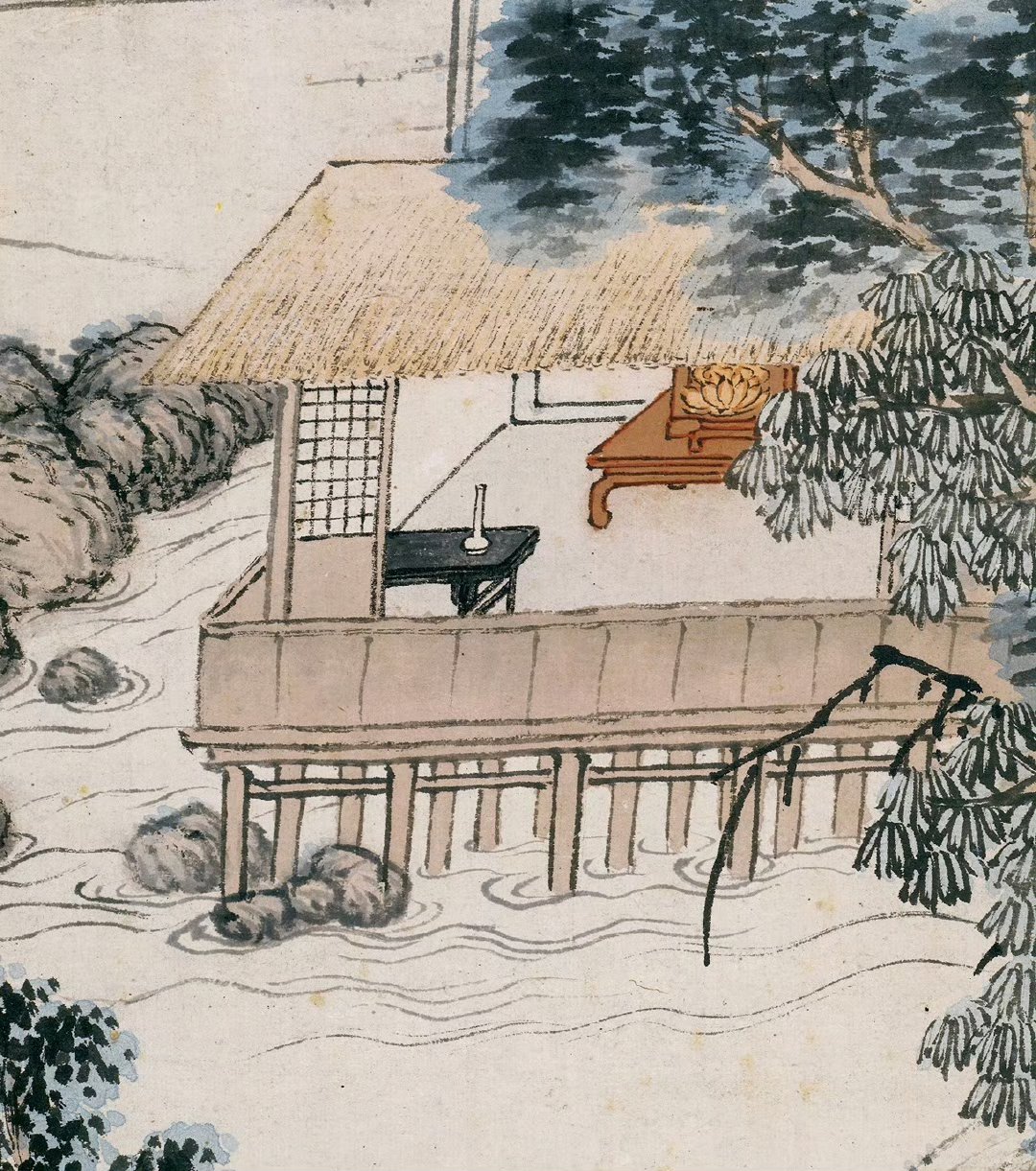 明·沈贞竹炉山房图 《明沈贞竹炉山房图》是明代沈贞创作的纸本设色