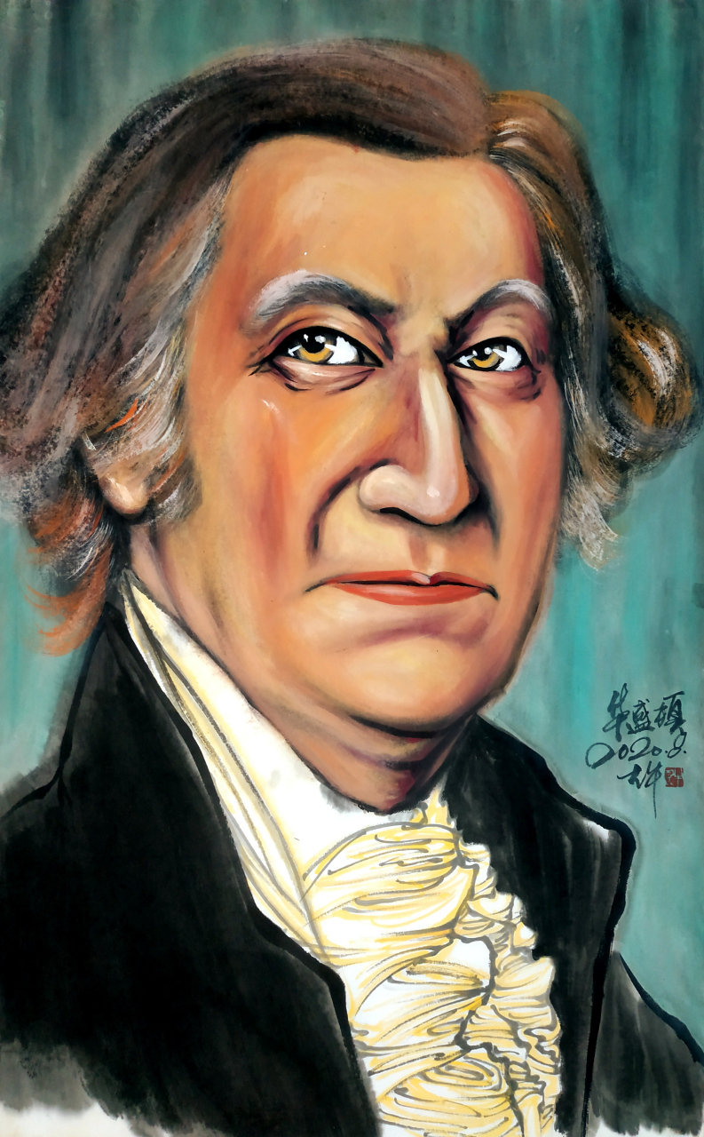 华盛顿像樊大牛人物画像 纸本,画心967260 67[烟花]