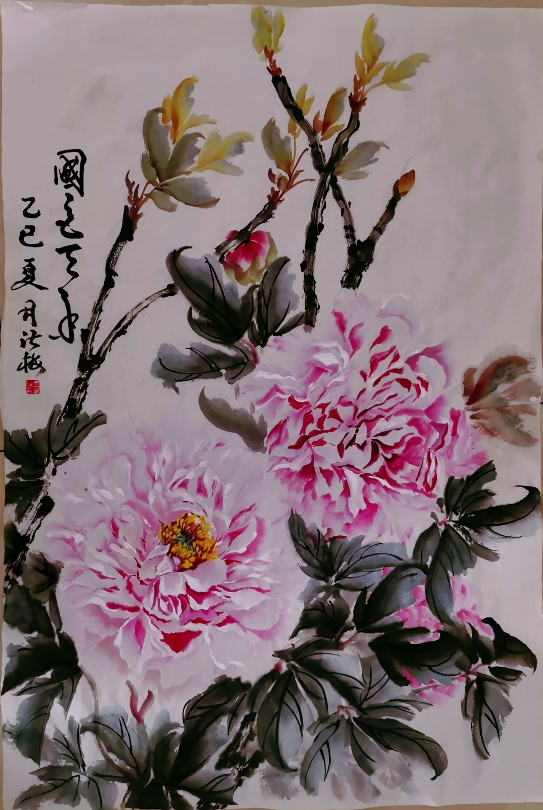 写生牡丹国画小品四尺三开,坚持住做自己喜欢的事情,以为画者画着不