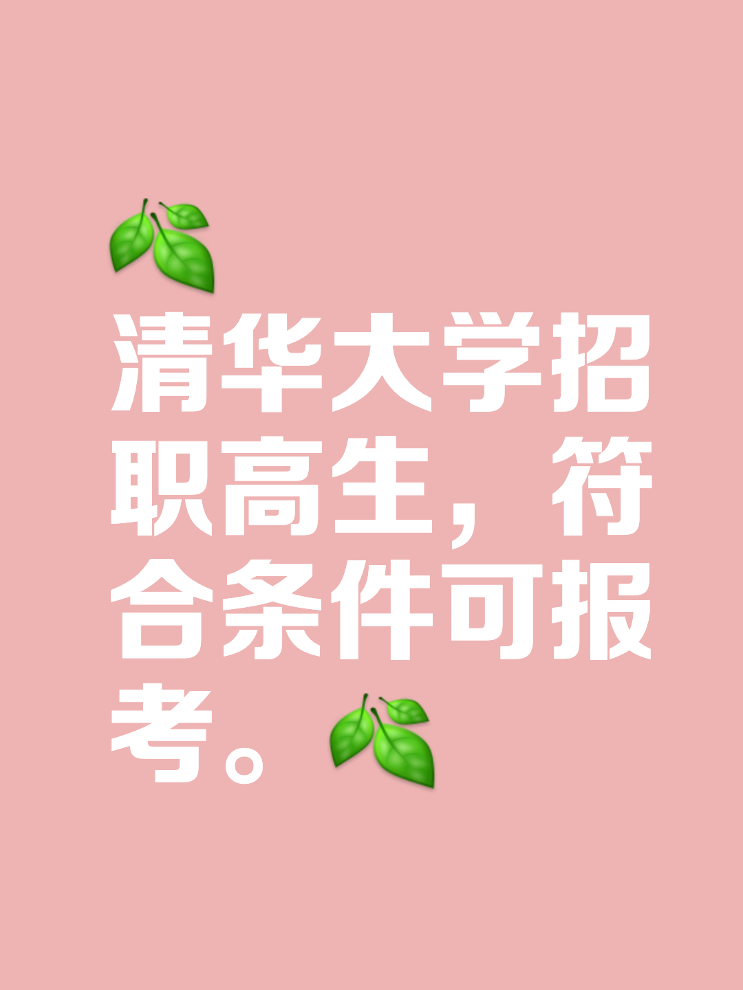 清华大学会招职高生吗?