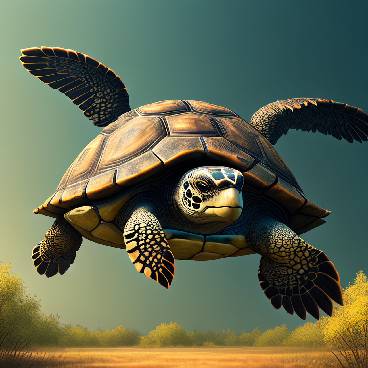 乌龟会飞无敌了 #ai#  高清壁纸