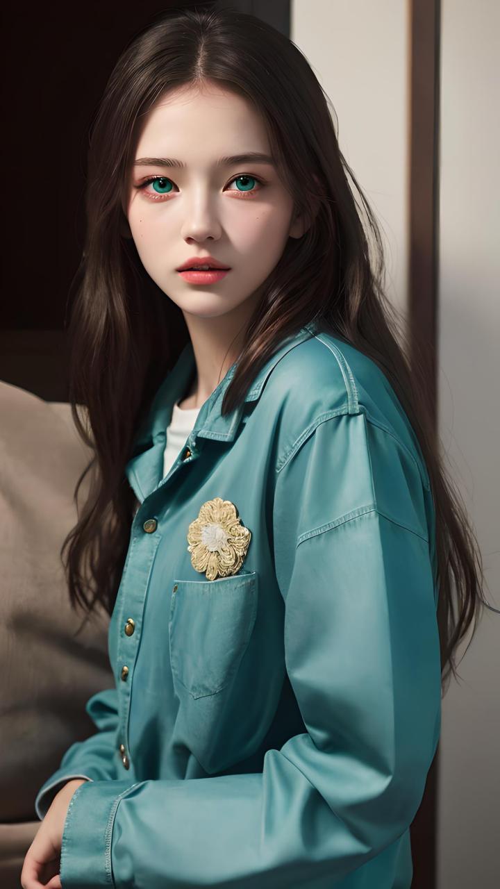 绿眼睛的女孩可爱