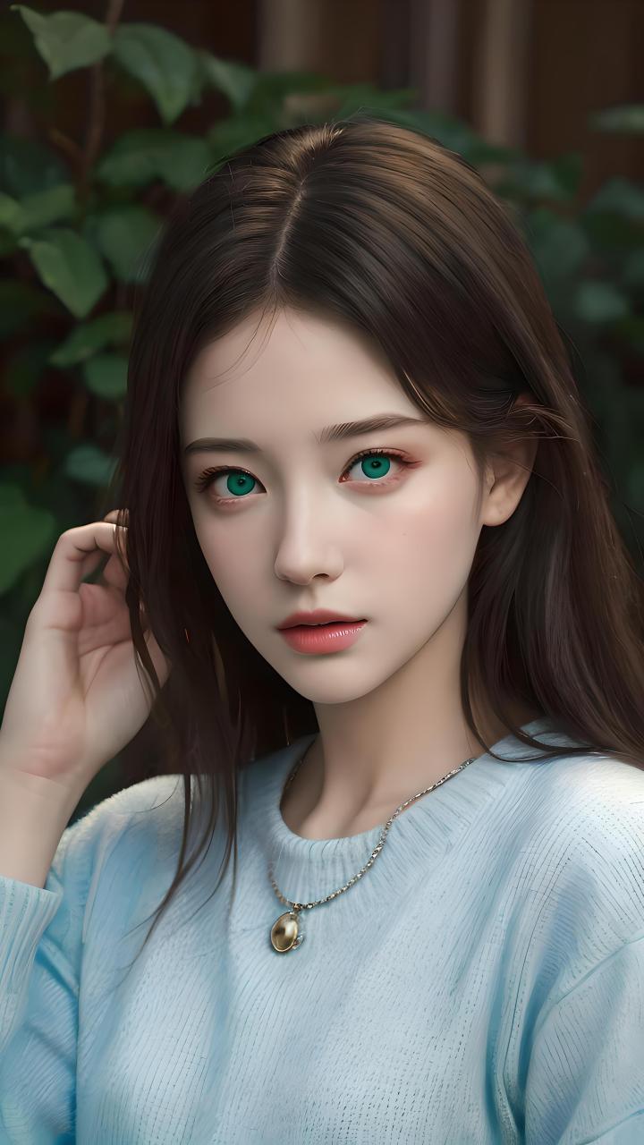 绿眼睛的女孩可爱