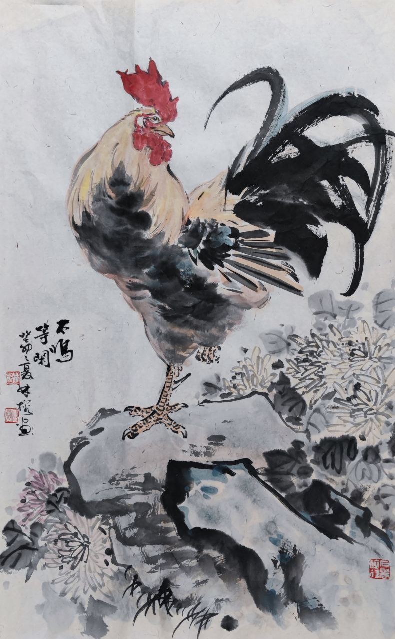 林榕花鸟画作品:不鸣等闲