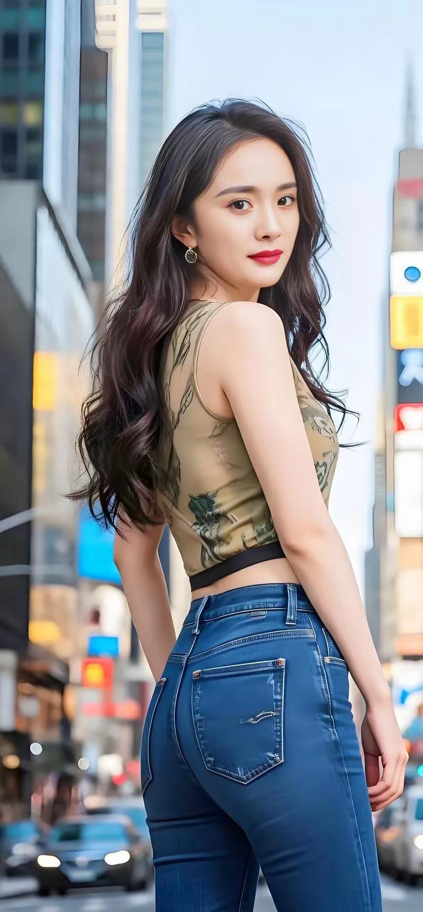 穿牛仔裤的杨幂又美出圈了!