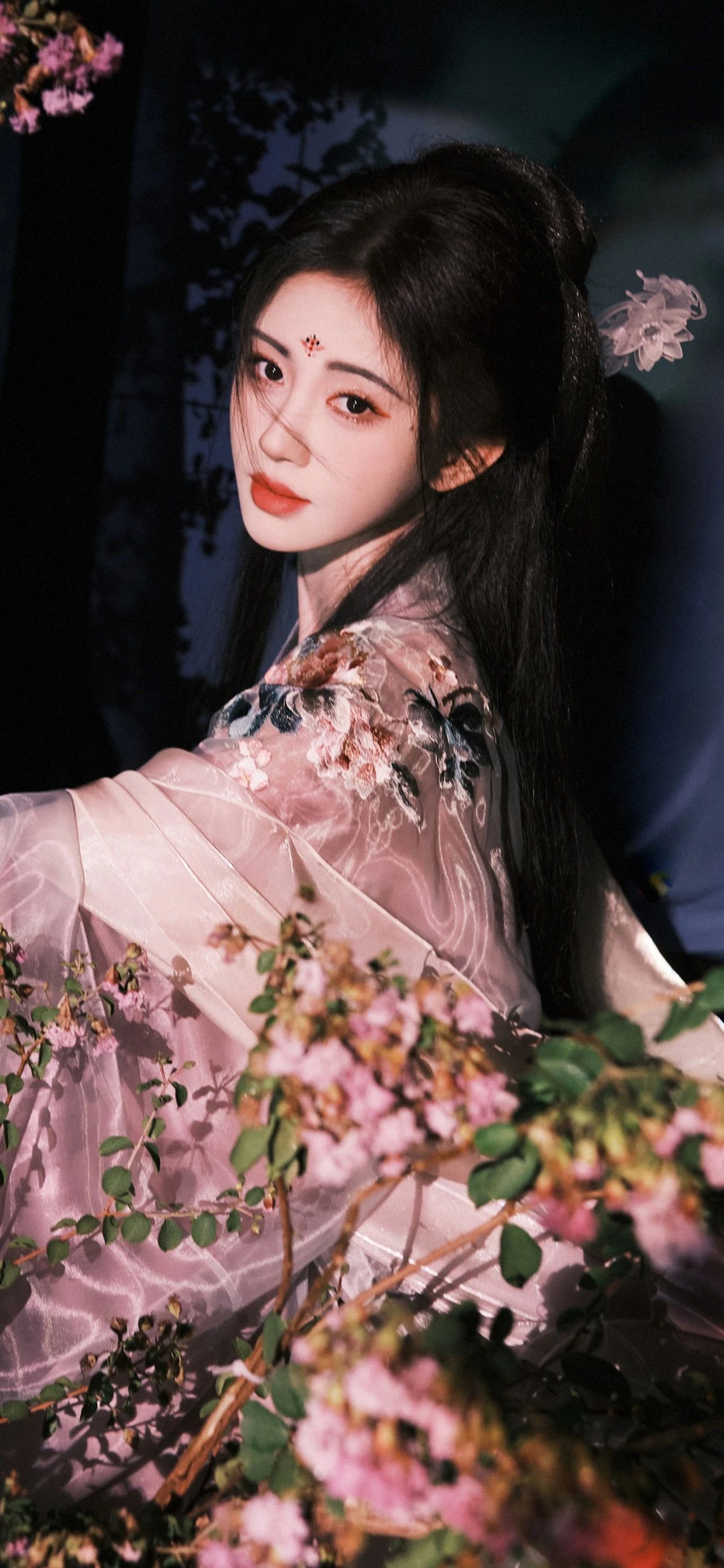 春天里,樱花树下,她静静站着,仿佛从古风画中走出的女子美 