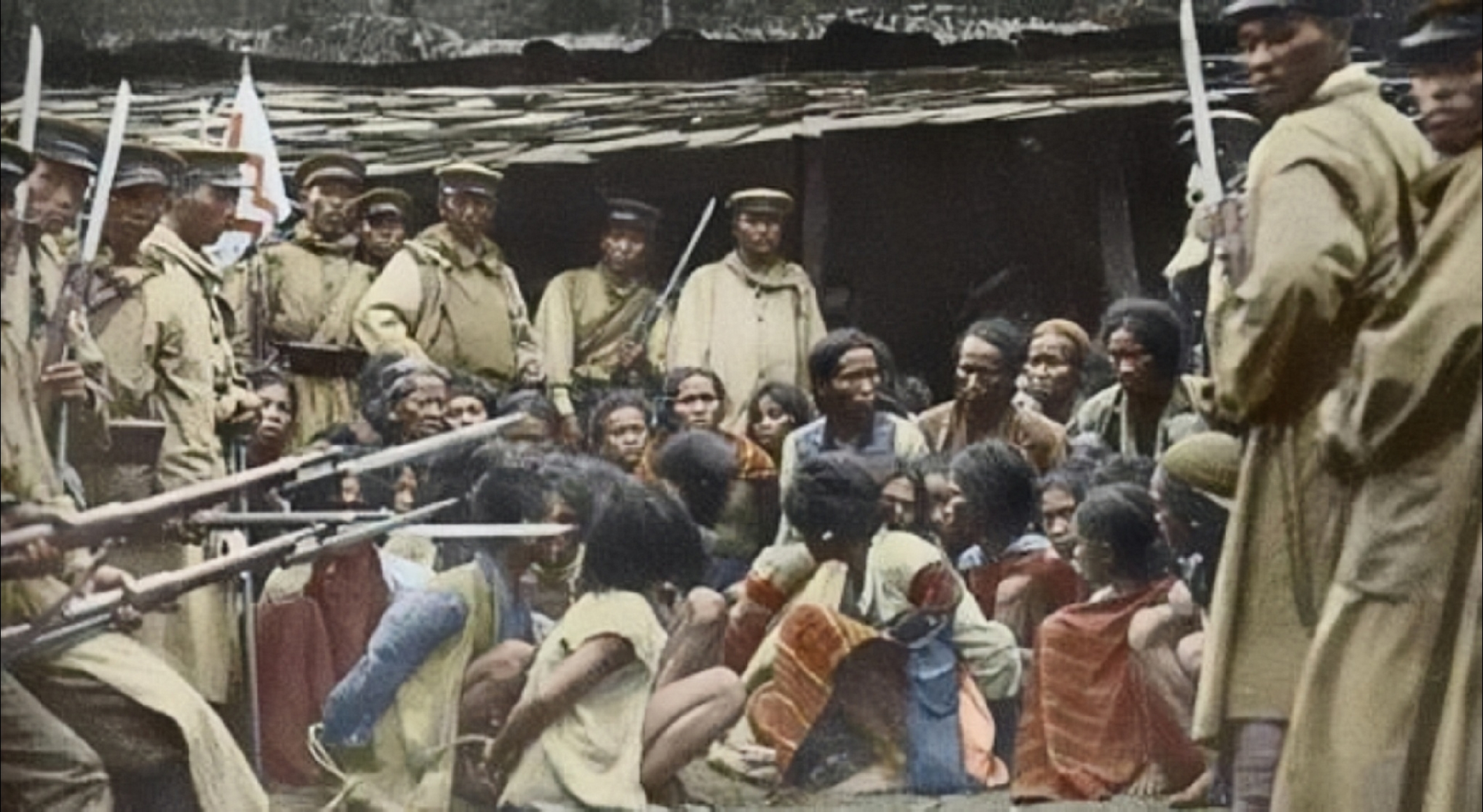 甲午战争后日本侵占台湾,台湾人民反抗鬼子的侵略,日军则进行惨无人道