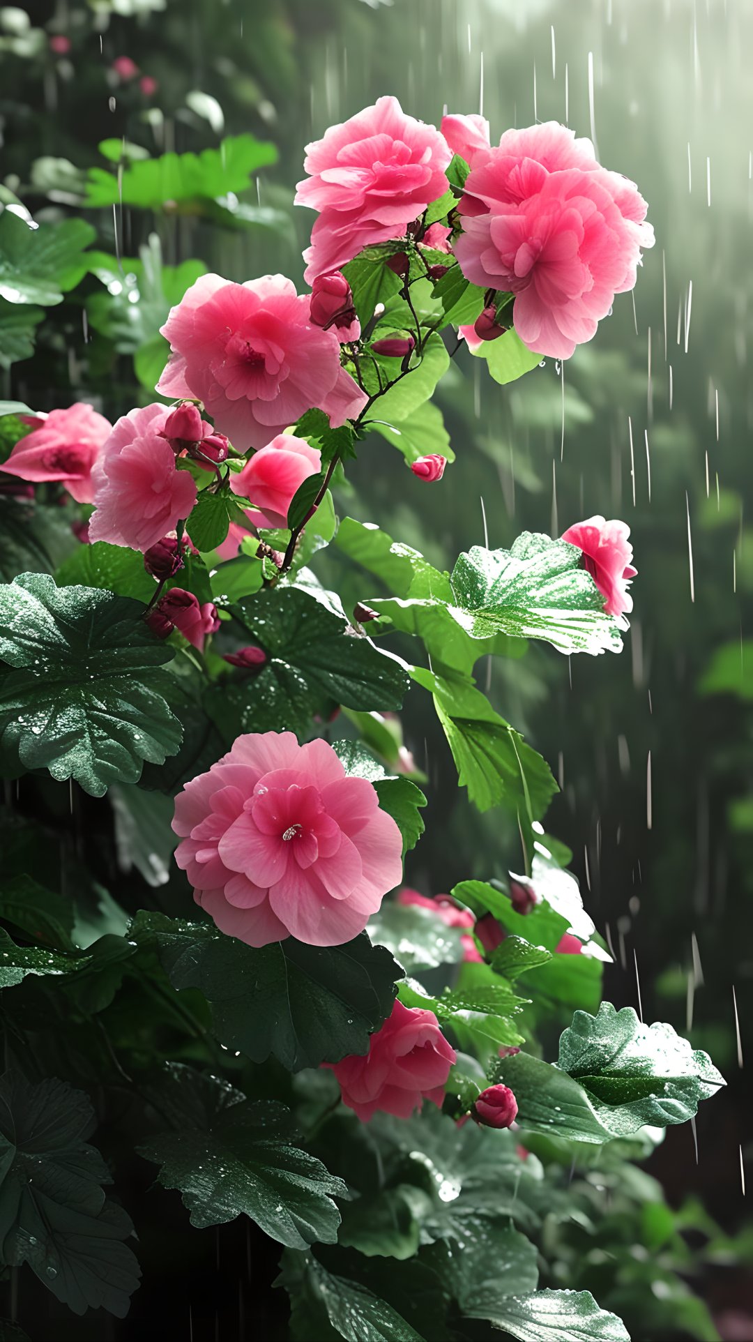 此刻,粉色的海棠花,如诗如画,傲然挺立在雨中,成为了这旋律中最动人的