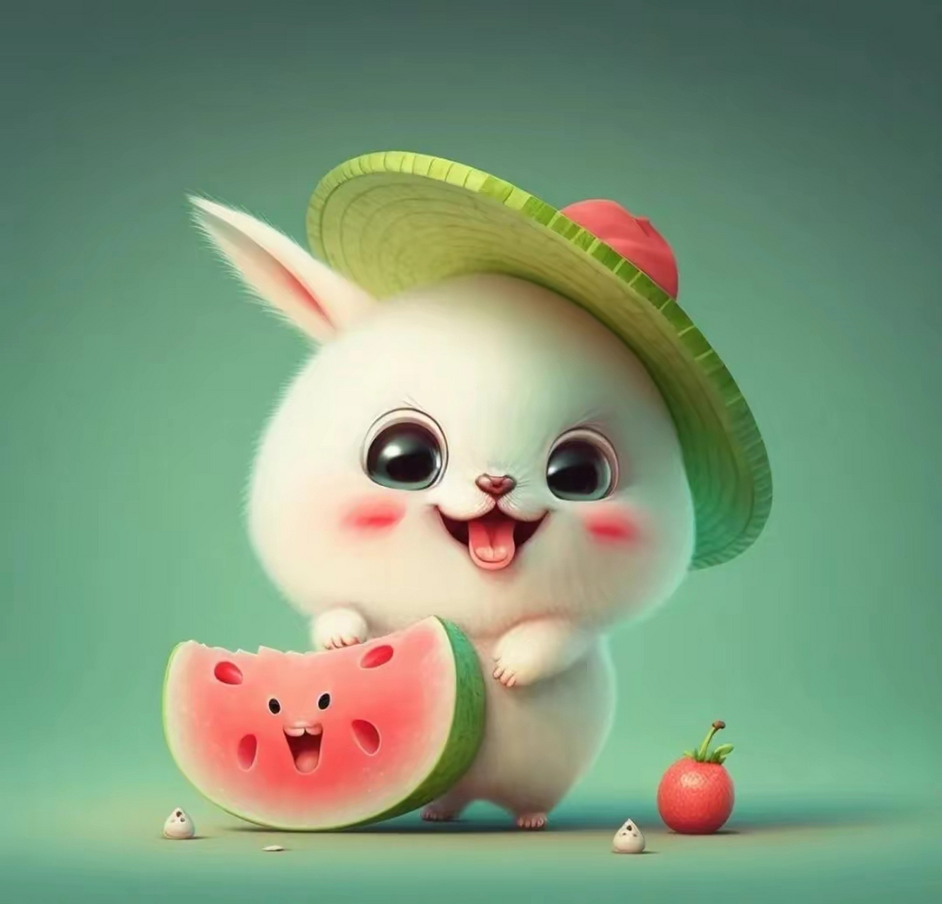吃西瓜的兔兔,比我们提前感受到了夏天的气息