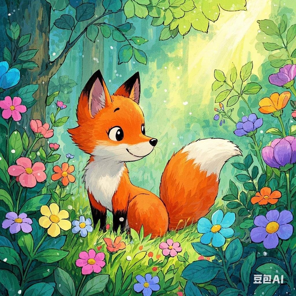 在花丛中漫步的小狐狸,仿佛能闻到春天的气息,嘿,你找到那抹最鲜艳的