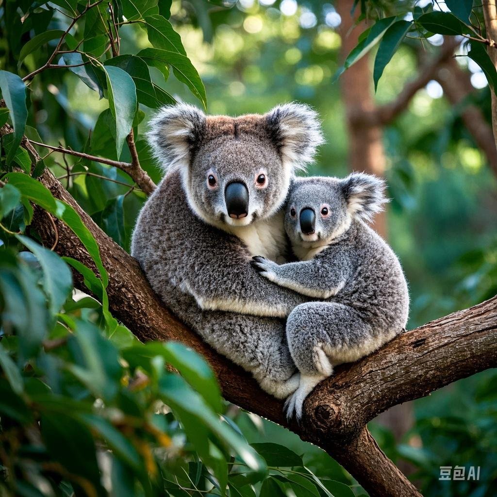 树袋熊,紧紧相依在树枝间,共享自然的和谐旋律.#冬季旅游去哪里