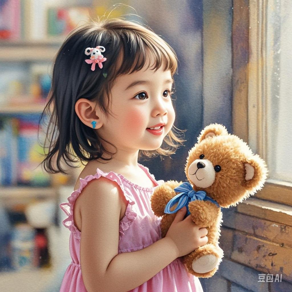 好可爱呀,抱着小熊的样子萌翻了!#心灵治愈时光# #动态连更挑战