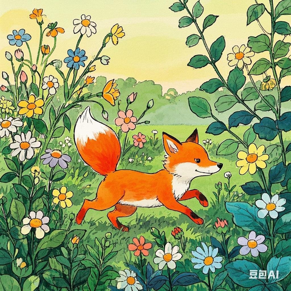在花丛中漫步的小狐狸,仿佛能闻到春天的气息,嘿,你找到那抹最鲜艳的