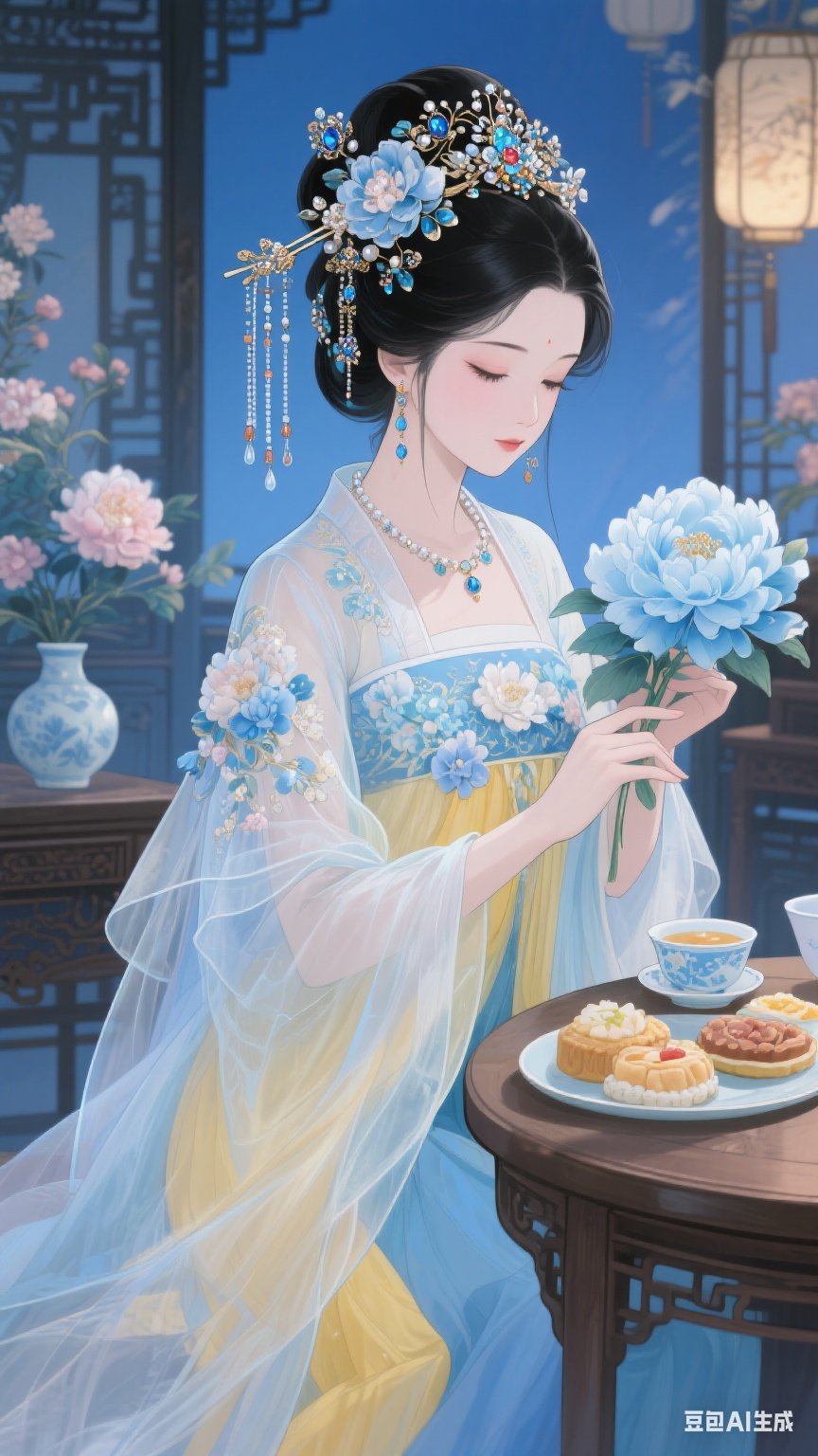 美人绘画温柔的女人漫画古代头饰动鹿诺 动漫风格绘制一位美丽的女子