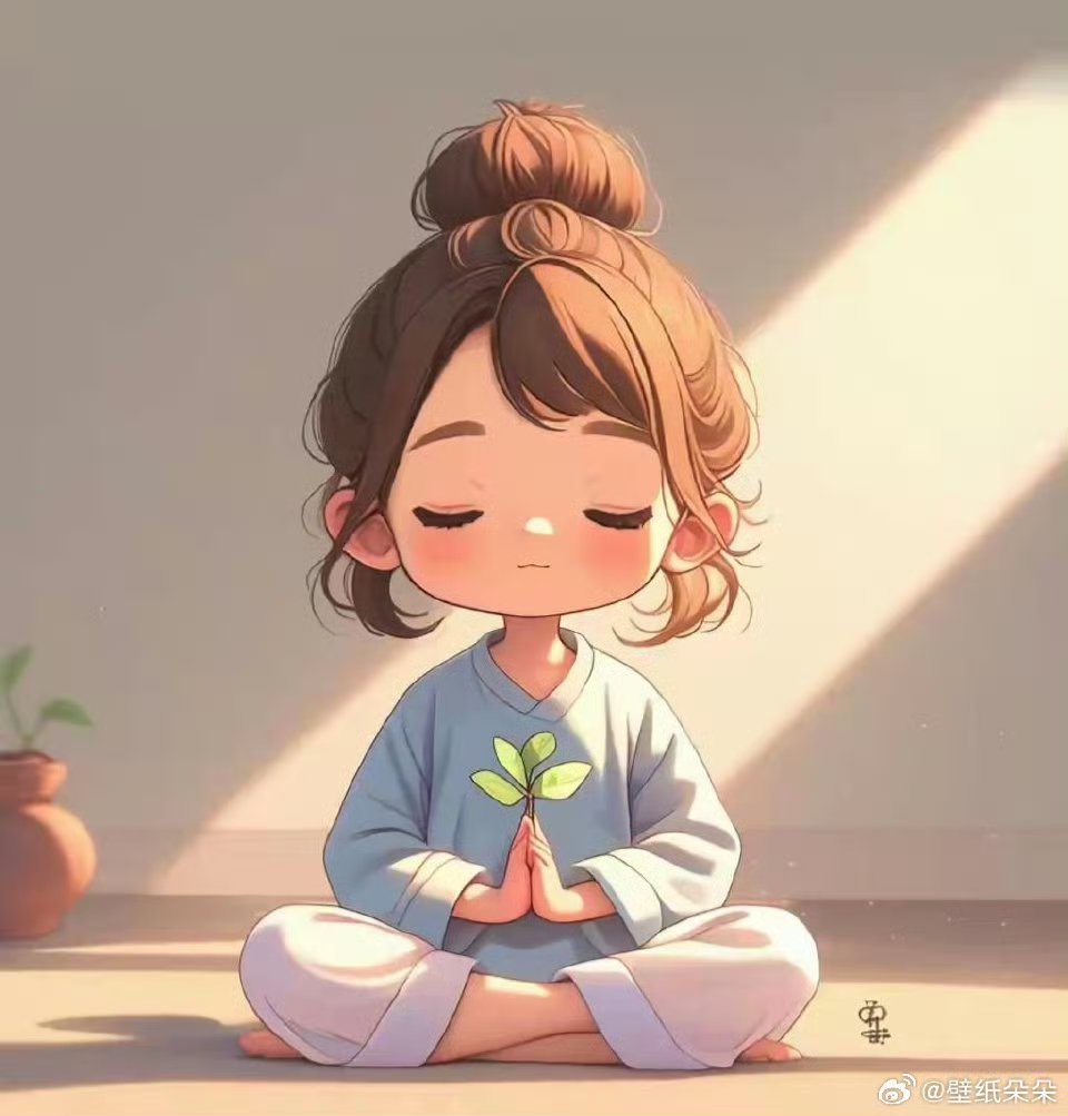 自好的感觉的头像闭眼静修女孩卡通超萌小尼姑打坐头像心静的图片卡通