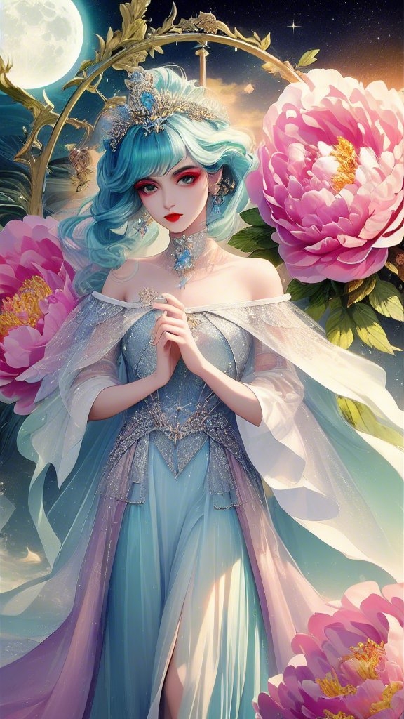 那一头蓝得如同深海的长发,飘逸而神秘.