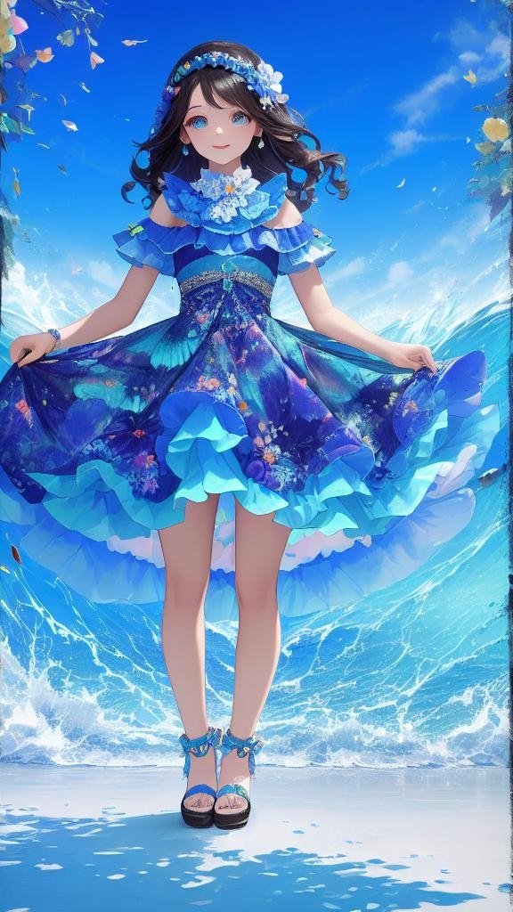 94  初见这位蓝发女性角色,仿佛是从天而降的精灵,美丽而神秘.