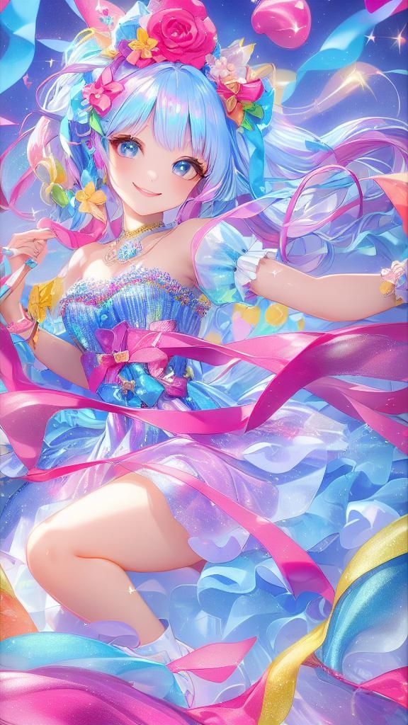 这个夏天,我也要像这位蓝发少女一样,穿上最清新的蓝色和粉色连衣裙