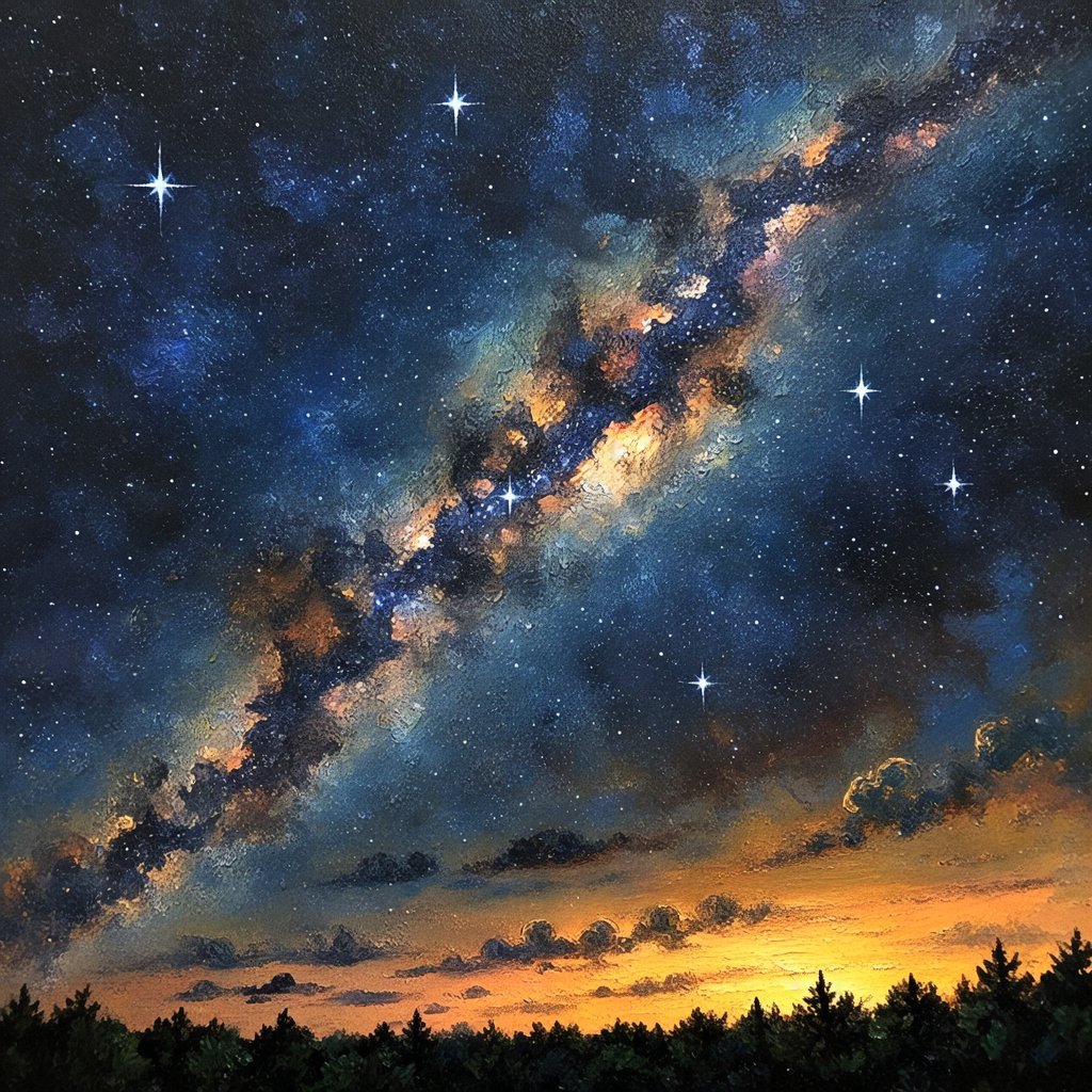 罗老师笔下的星空油画,将宇宙的浩瀚与艺术的细腻完美融合,仿佛带你