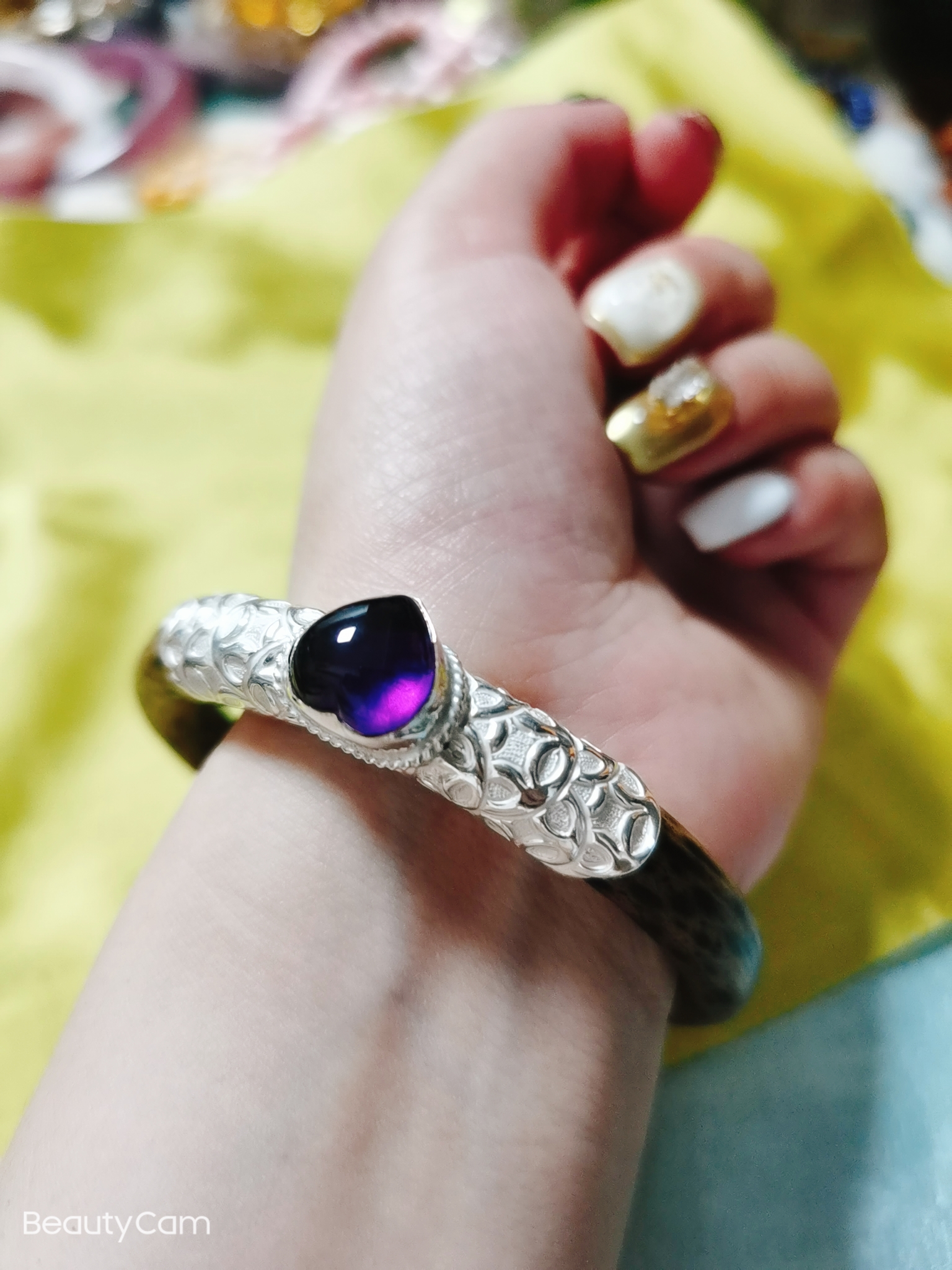 紫水晶爱心镯子