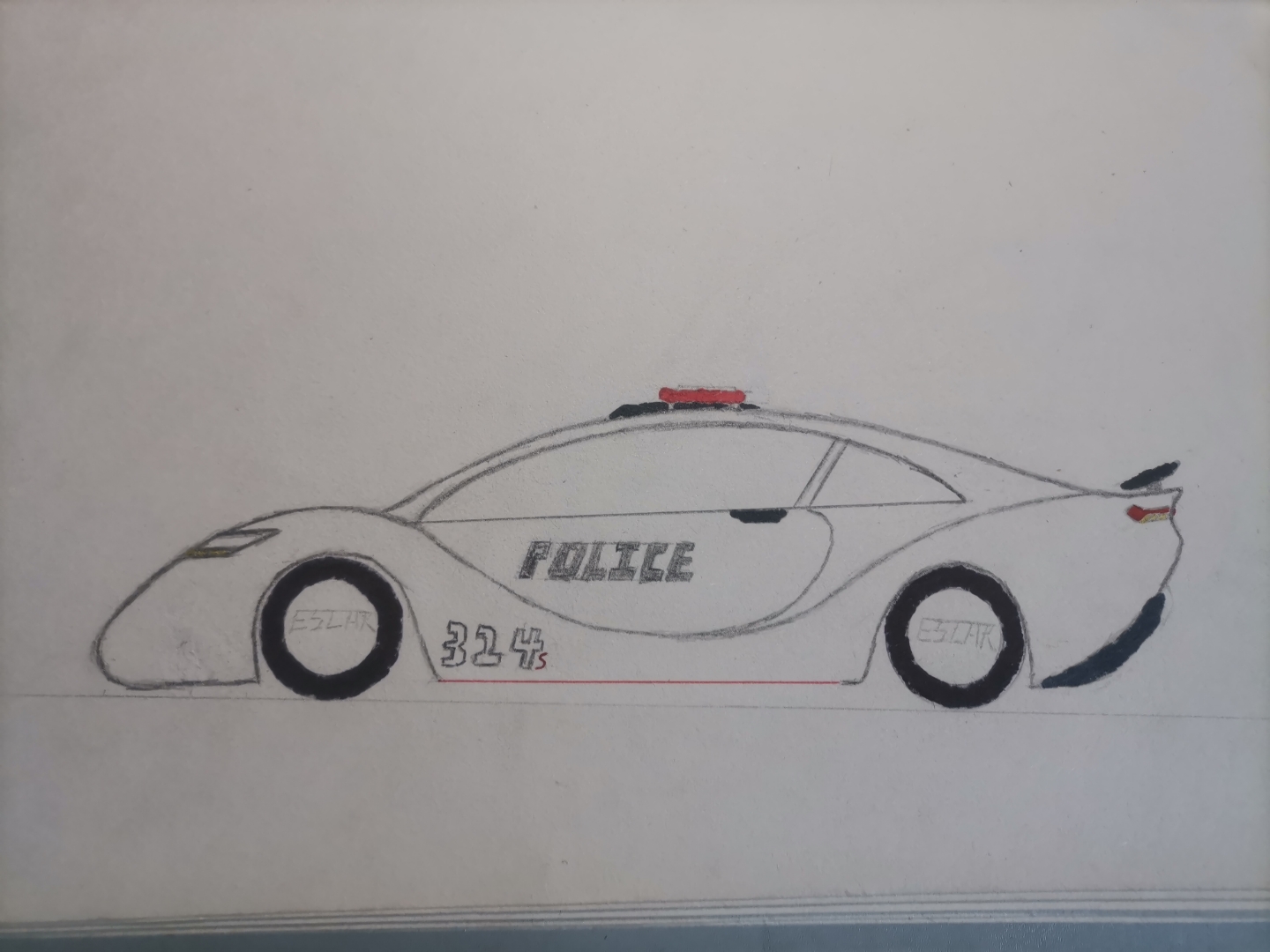 特警车素描图片