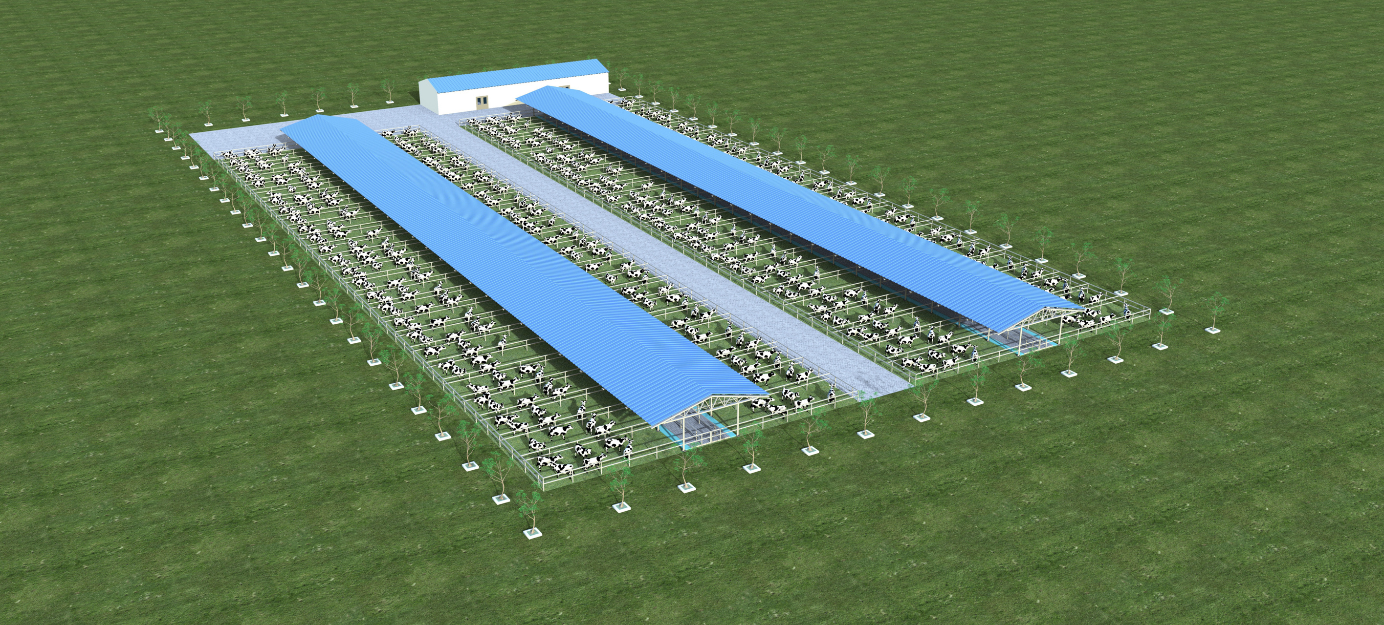 农业农村农民# 现代化钢结构养殖牛棚3d模型