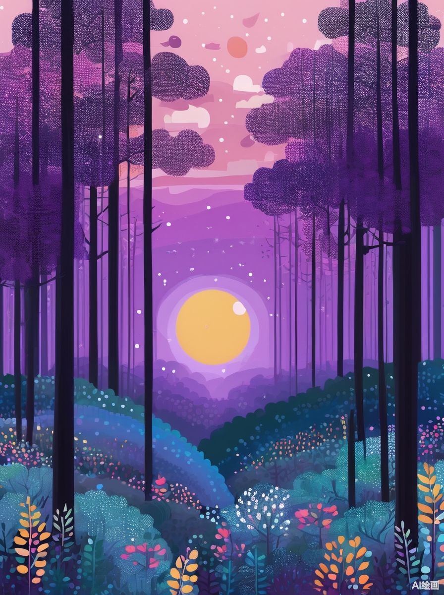 50加学ai绘画|紫色调的风景