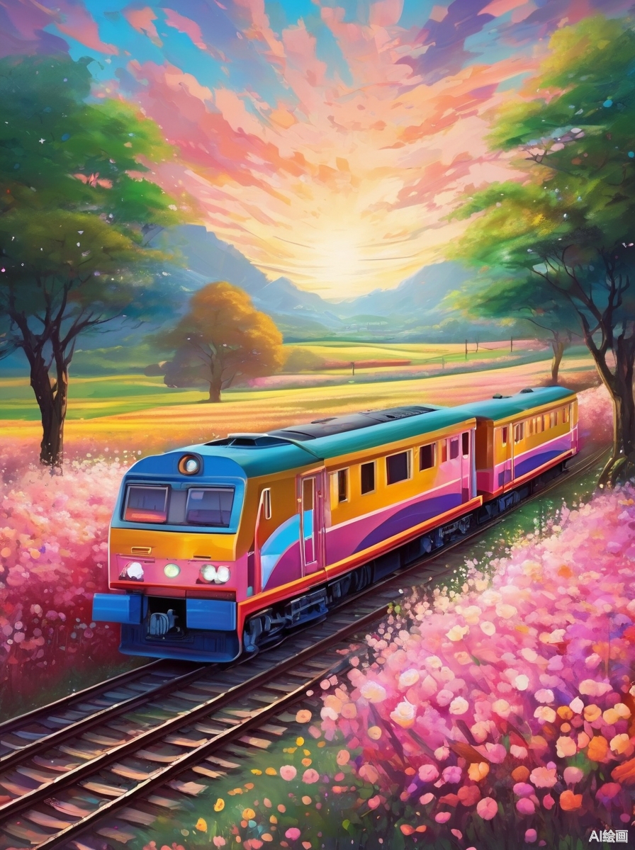 开往春天的列车绘画图片