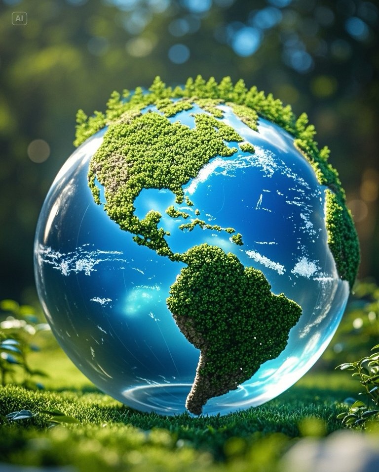 地球是跳动的蓝色脉搏,绿荫在掌心生长为诗行