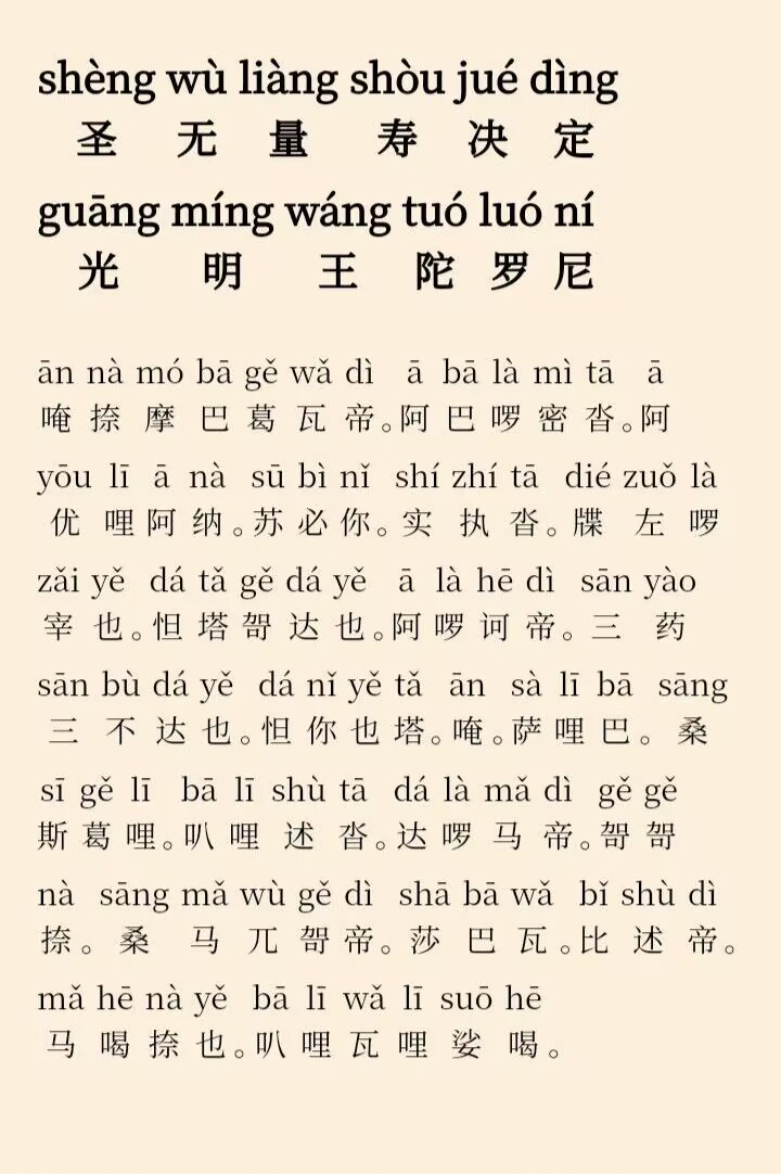 光明王陀罗尼圣无量寿经决定光明王陀罗尼无量寿决定光明王如来陀罗尼