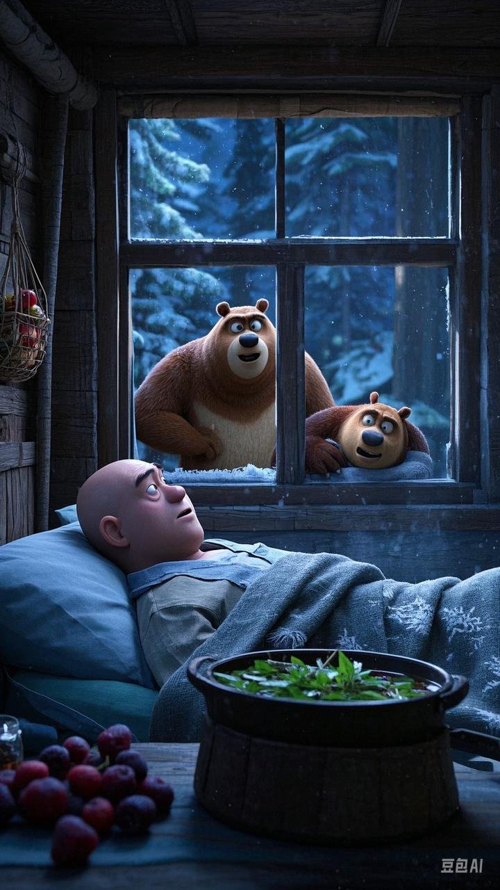 狗熊岭的冬日,寒风凛冽,雪花纷纷扬扬地飘落