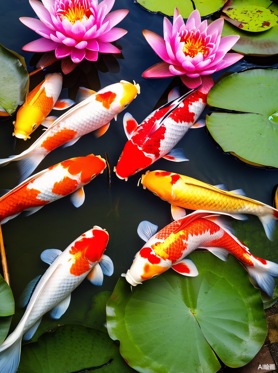 荷花水中鱼真实图片图片