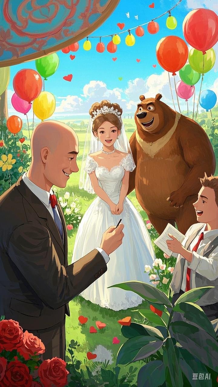 光头强结婚了,熊大熊二参加婚礼祝福#烟花迎新年