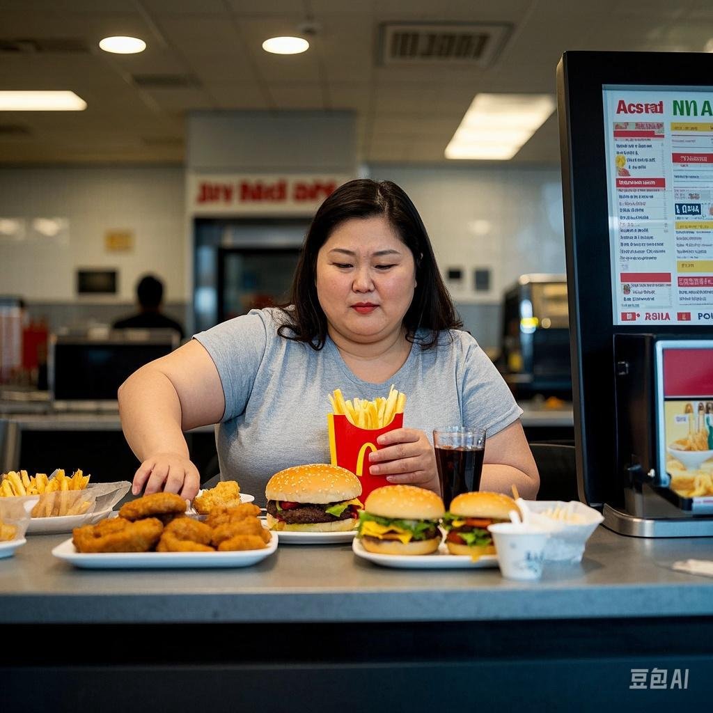 胖妞:"我要2杯大可乐,2包大薯条,5个炸鸡翅,3个鸡腿,1个全家桶