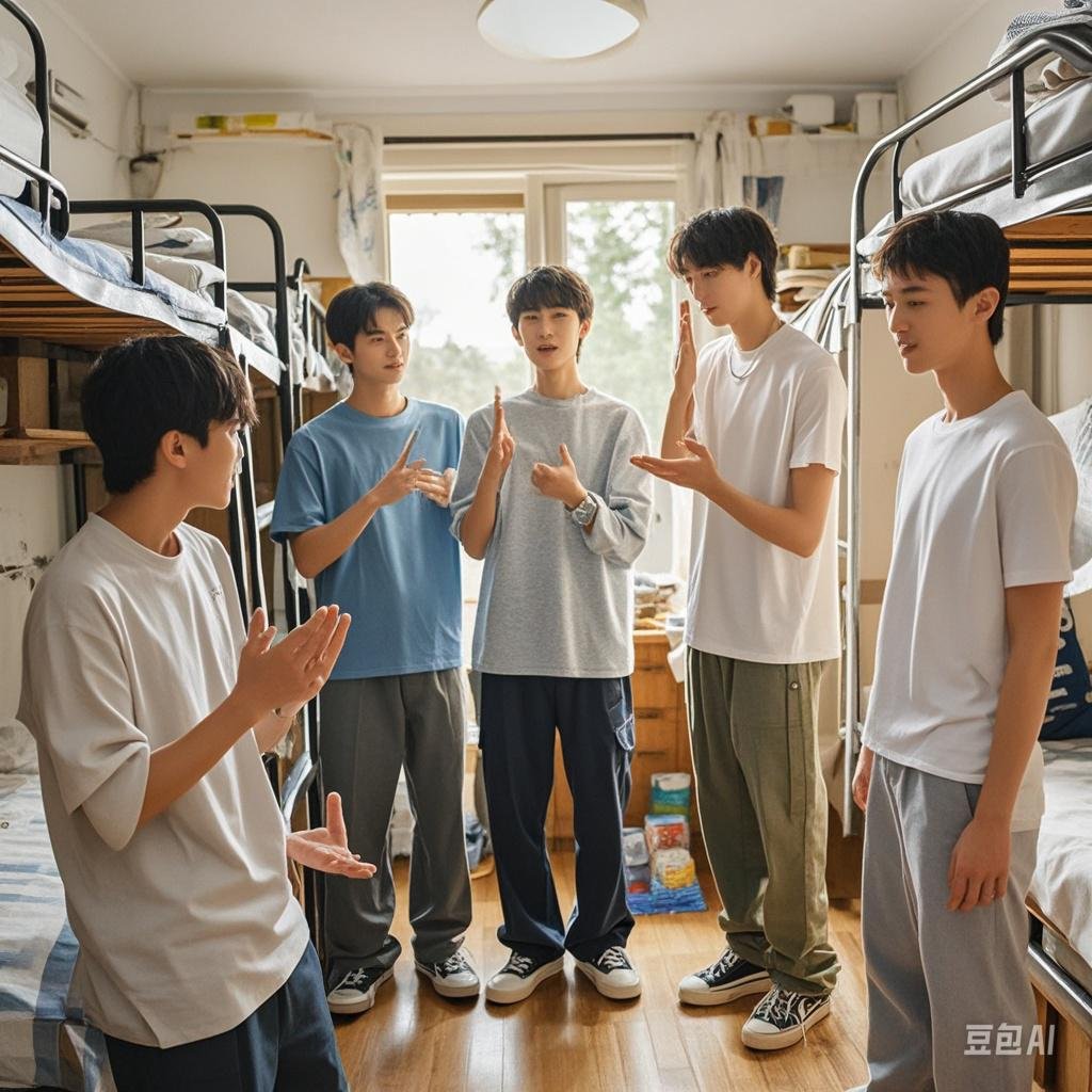 我们宿舍有6个兄弟, 前段时间为了提高我们的英语,我们一致决定平时