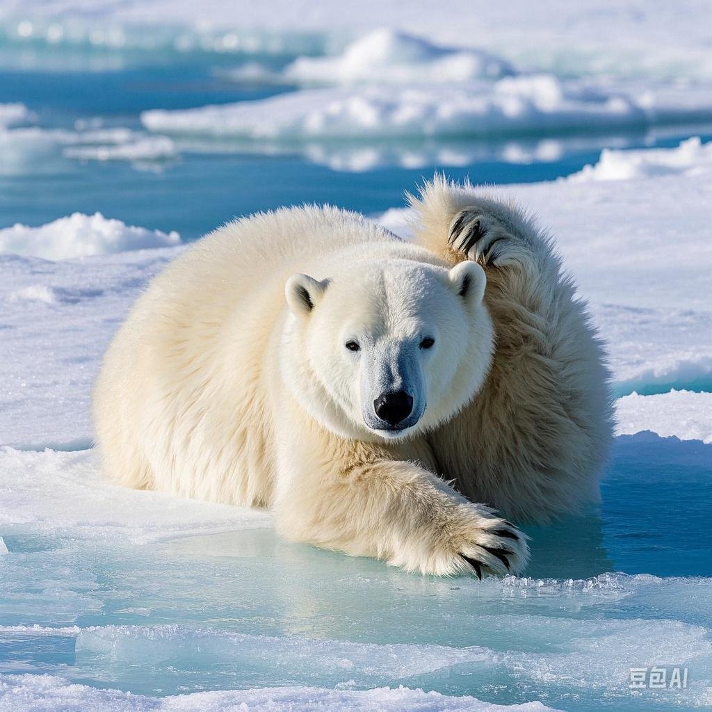 一只北极熊闲着没事干,就开始拔自己的毛