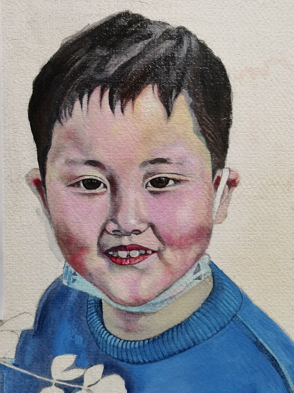 这几天我手绘了一幅油画《儿子》60cmx80cm,人物头像写实一些,层次不