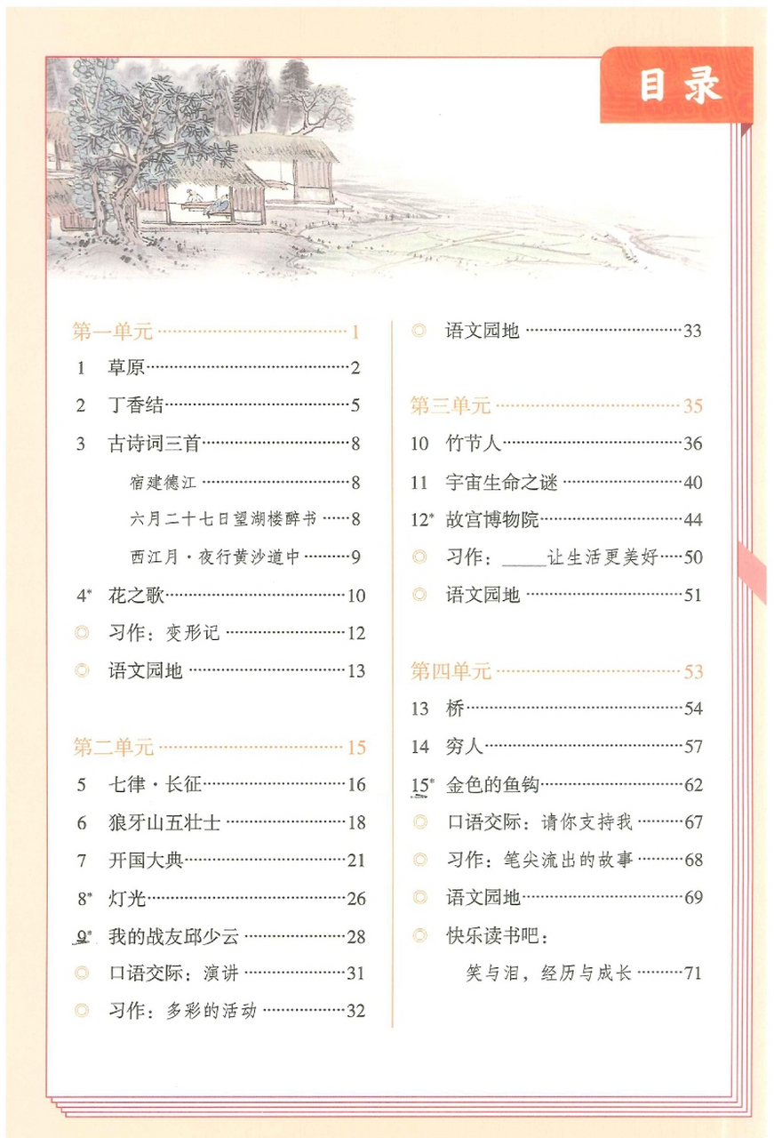 语文人教版六年级上册课本目录页#六年级语文# #六年级语文上册