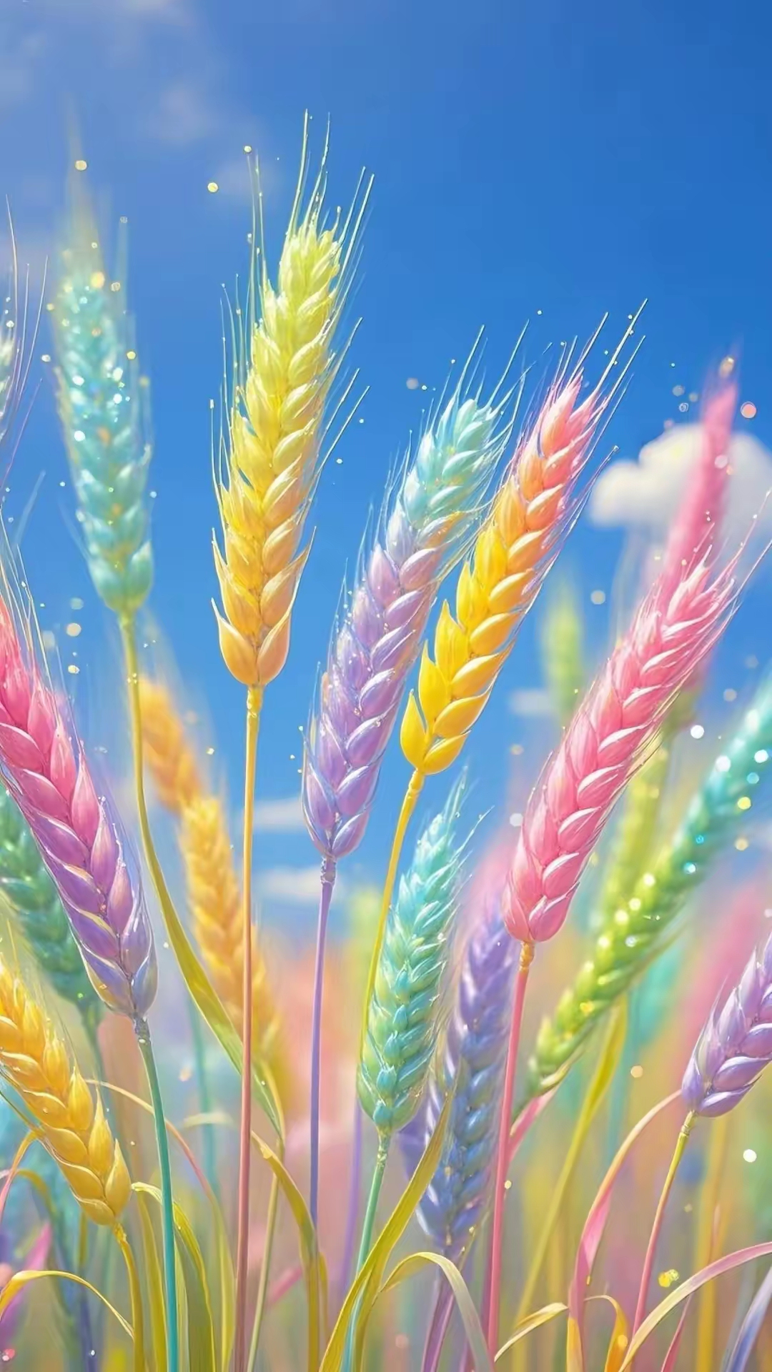 这片彩色麦穗好梦幻.好像走进了童话世界!