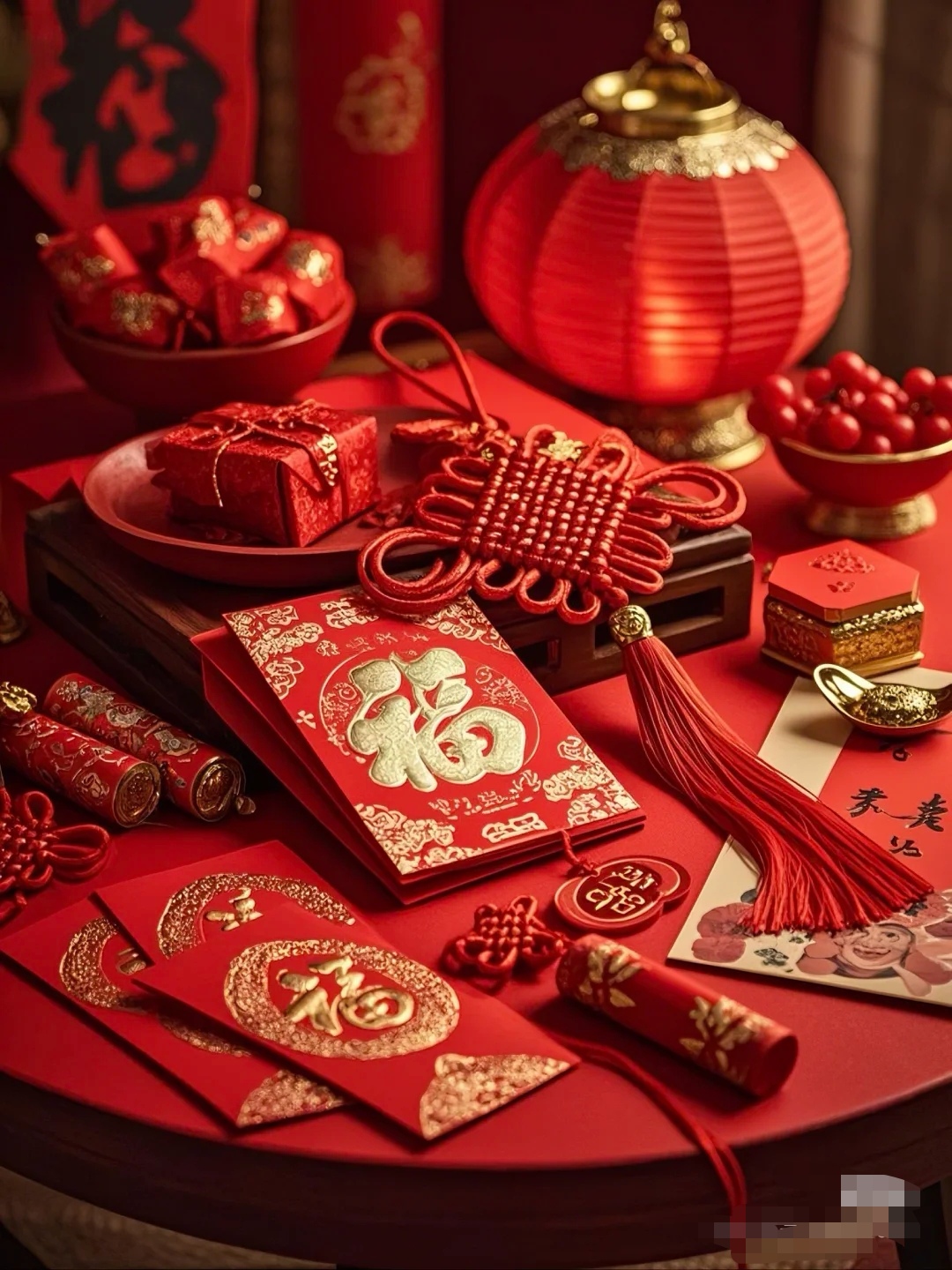 新春氛围浓,桌上皆是喜庆